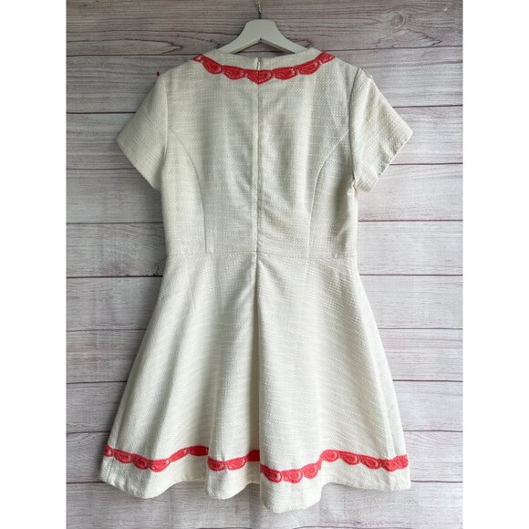 Sail to Sable Cream Basket Weave Fit & Flare Dress Size 12 - Picture 5 of 10